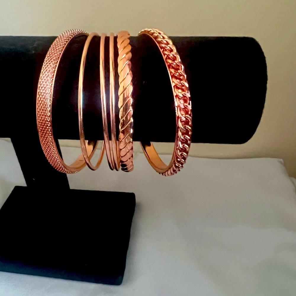 New Rose Gold Stackable Bracelets, Various Textur… - image 2